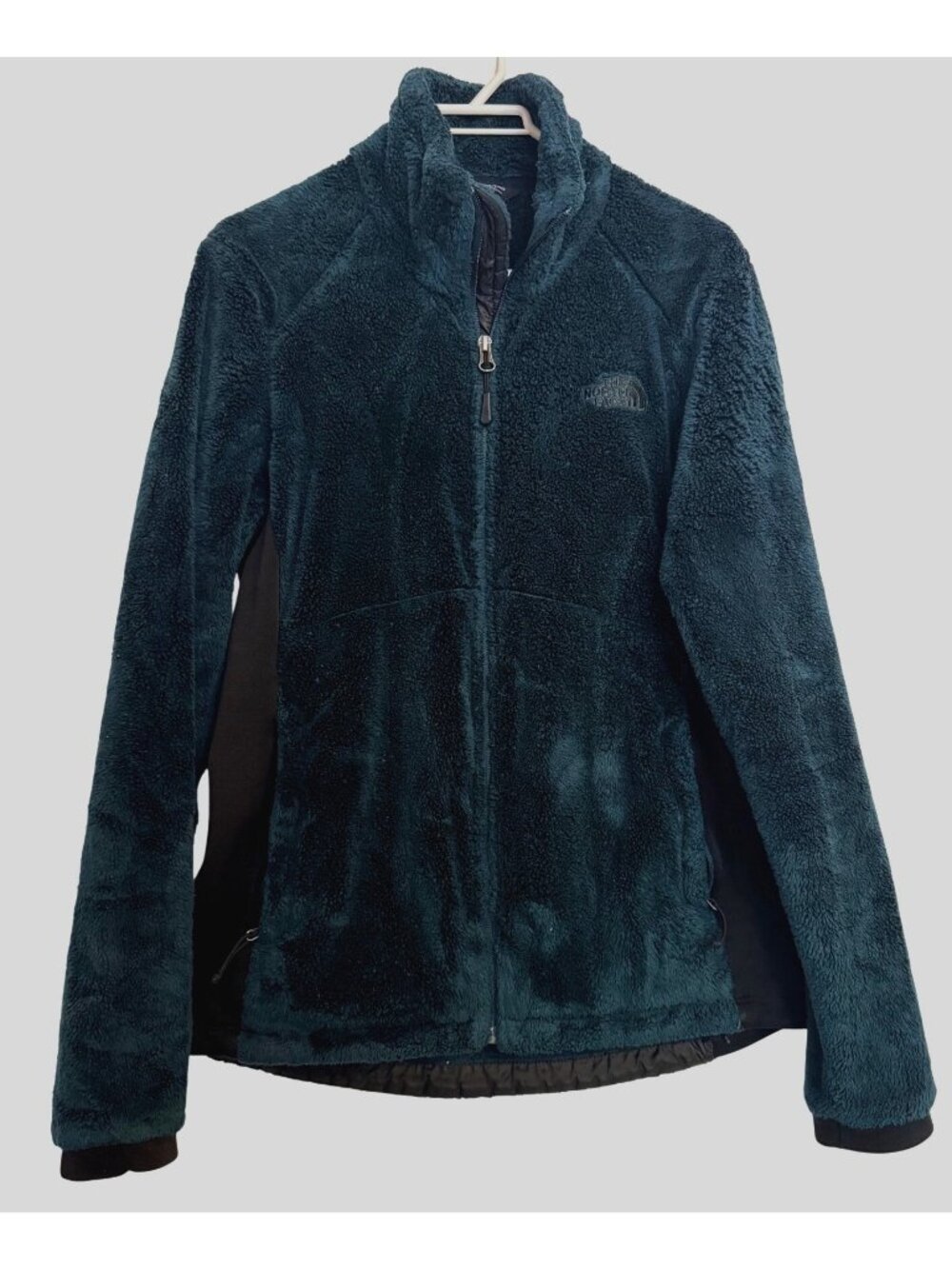 North Face Plush Size Medium Women's Fleece Jacket Dark Teal Pockets